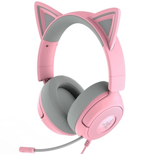 Razer Kraken Kitty V3 X Wired Gaming Headset: Kitty Ears - HyperClear Cardioid Mic - 40 mm Drivers - 7.1 Surround Sound - Comfy Ear Cushions - Cross-Platform via 3.5mm PC, PS5, Xbox, Switch 2 - Pink