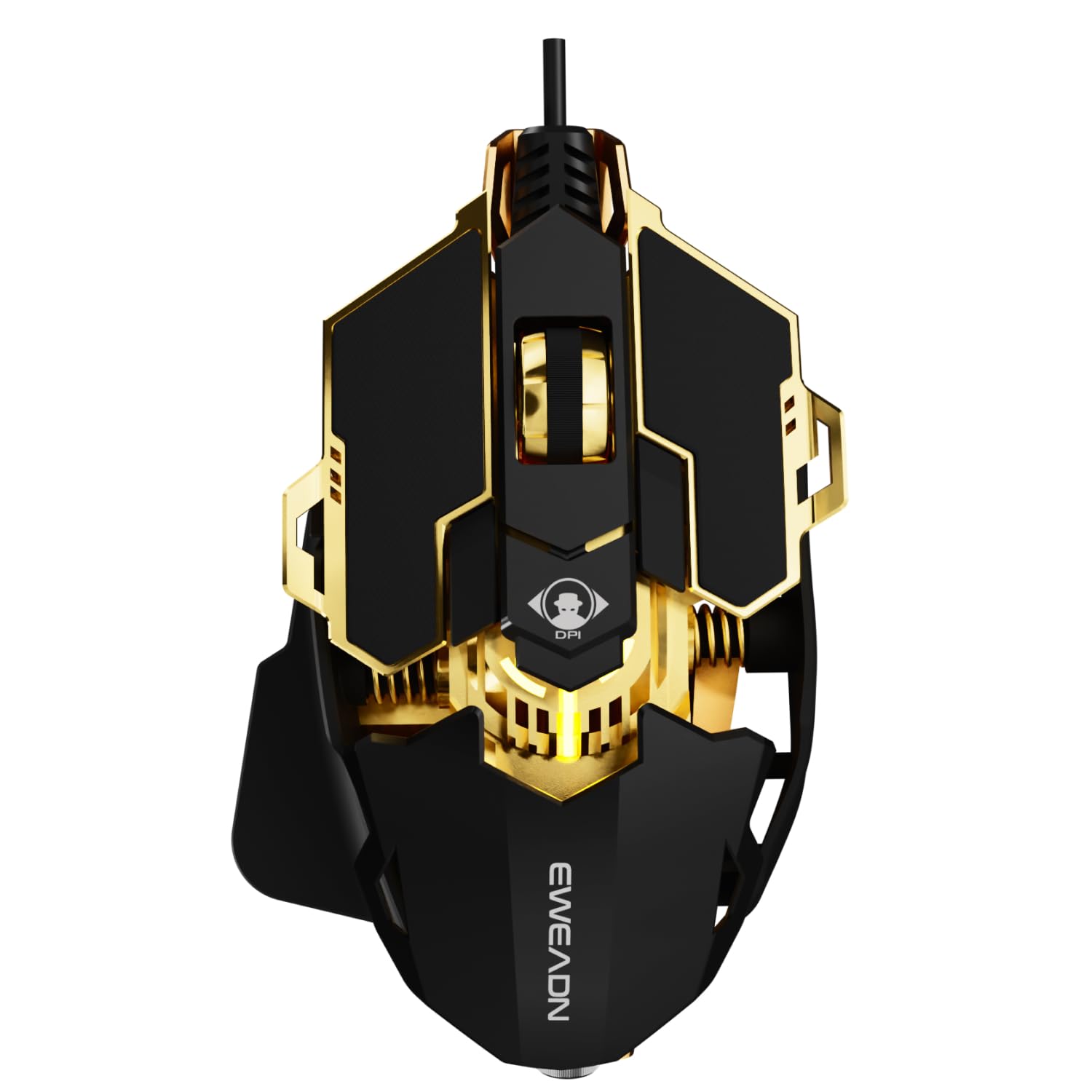 SEUNKWANG EWEADN G5 Wired Gaming Mouse, Ergonomic RGB Computer Mouse, 12800 Adjustable DPI, 9 Programmable Macro Buttons with Rapid Fire Key Compatible for PC/Laptop/Windows- Black&Gold