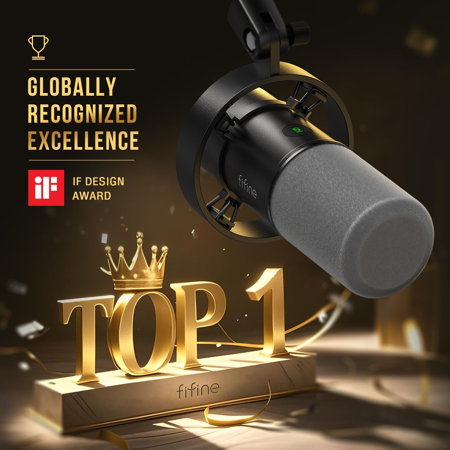 FIFINE K688 Podcast Microphone Kit, USB/XLR Dynamic Microphone with Boom Arm for PC/XLR Mixer, Gaming Mic with Mute Button, Headphone Jack for Vocal, Voice-Over, Streaming, Music Recording -K688CT