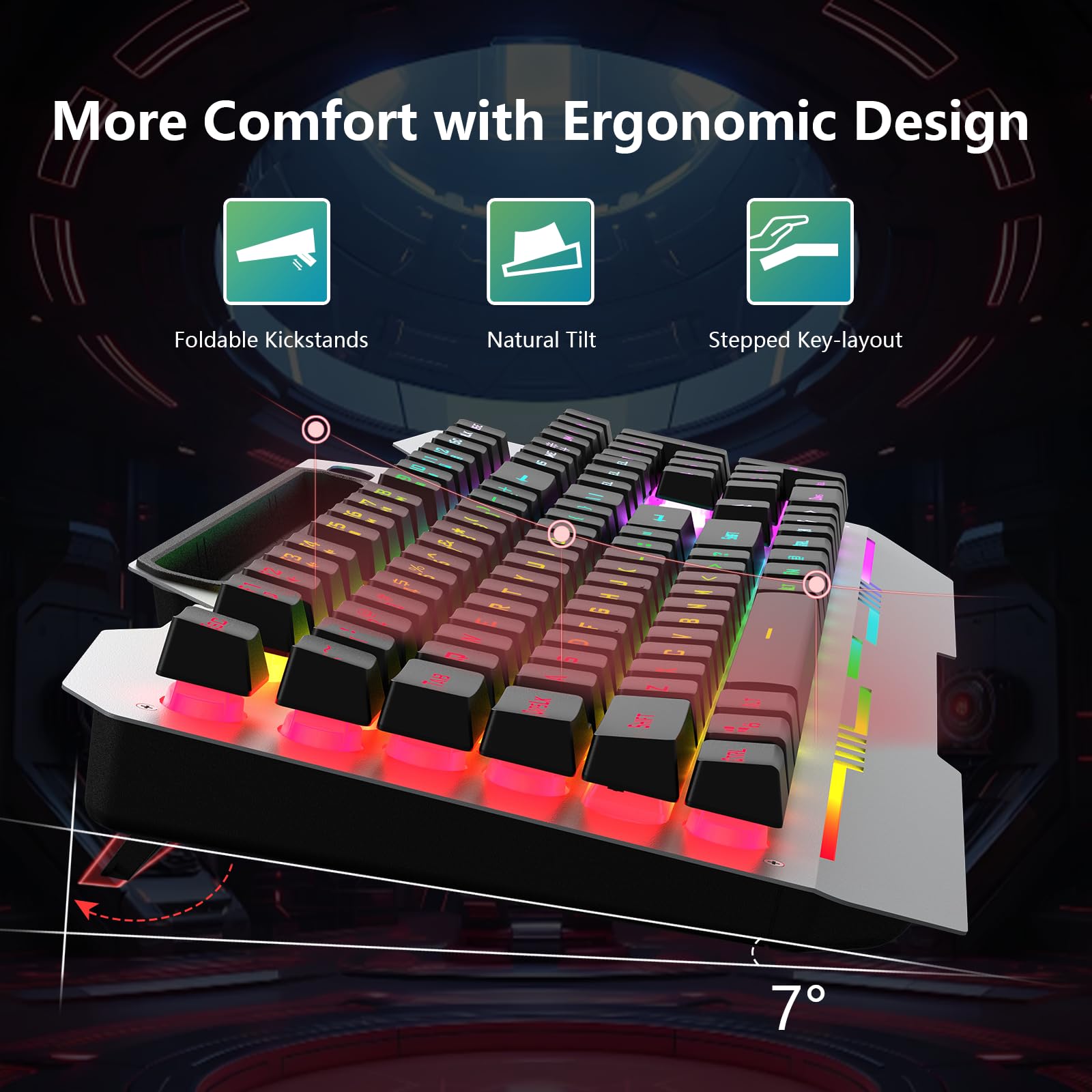 AULA Keyboard, T102 104 Keys Gaming Keyboard and Mouse Combo with RGB Backlit Number Pad, All-Metal Panel Waterproof Light Up PC Keyboard,USB Wired Computer Keyboards Gaming for Win XP/7/8/10 PC Gamer