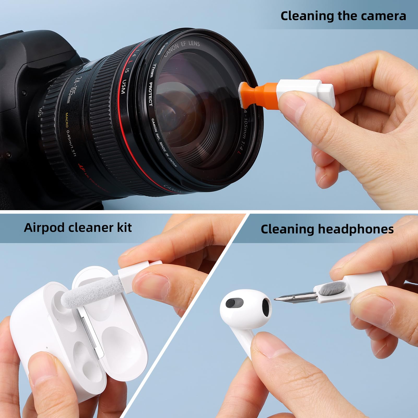 Keyboard Cleaning Kit Laptop Cleaner, All-in-1 Computer Screen Cleaning Brush Tool, Multi-Function PC Accessories Electronic Cleaner Kit Spray for iPhone iPad Macbook Earbud Camera Monitor with Patent