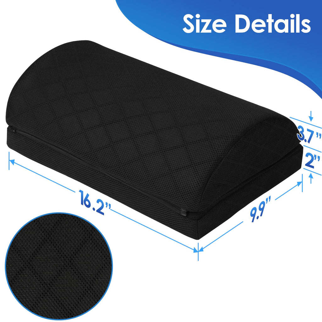 CushZone Foot Rest for Under Desk at Work Adjustable Foam for Office and Home, Office Desk Accessories，Comfortable Footrest with 2 Adjustable Heights，Back & Hip Pain Relief (Black)