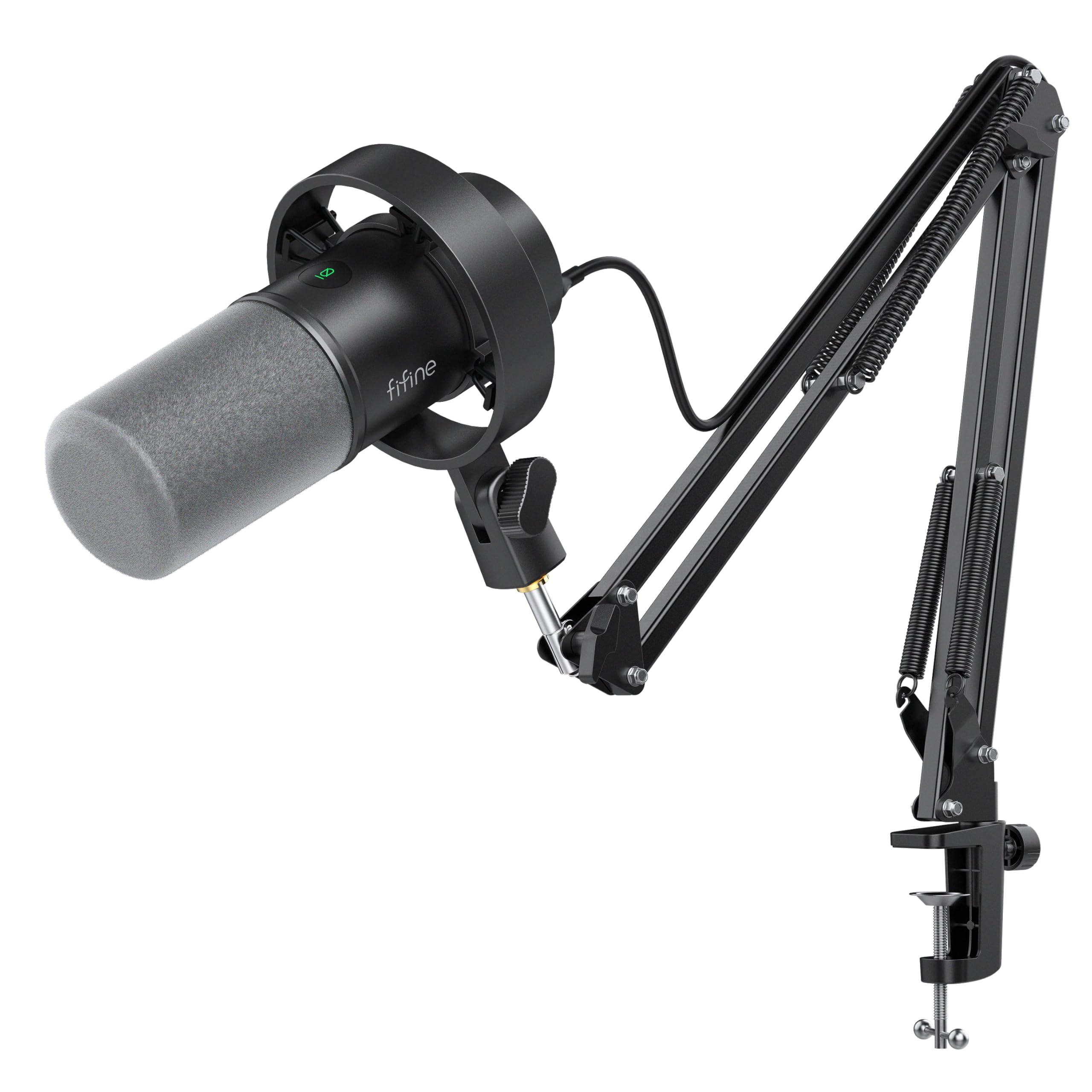 FIFINE K688 Podcast Microphone Kit, USB/XLR Dynamic Microphone with Boom Arm for PC/XLR Mixer, Gaming Mic with Mute Button, Headphone Jack for Vocal, Voice-Over, Streaming, Music Recording -K688CT