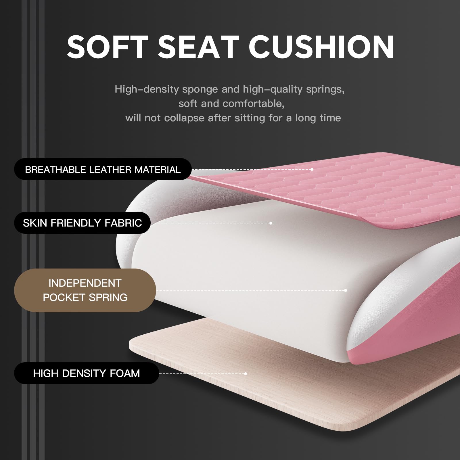 WOTSTA Gaming Chair with Footrest, High Back Gaming Chairs PVC Leather Ergonomic Gamer Chair with Adjustable Headrest Lumbar Support Racing Style Video Gaming Chair for Office/Home (Pink)