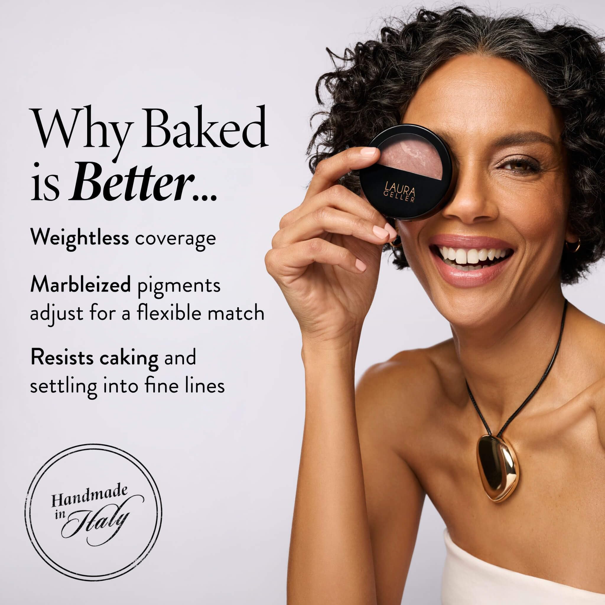 LAURA GELLER NEW YORK Baked Balance-n-Brighten Foundation with Kabuki Brush Makeup Set, Light