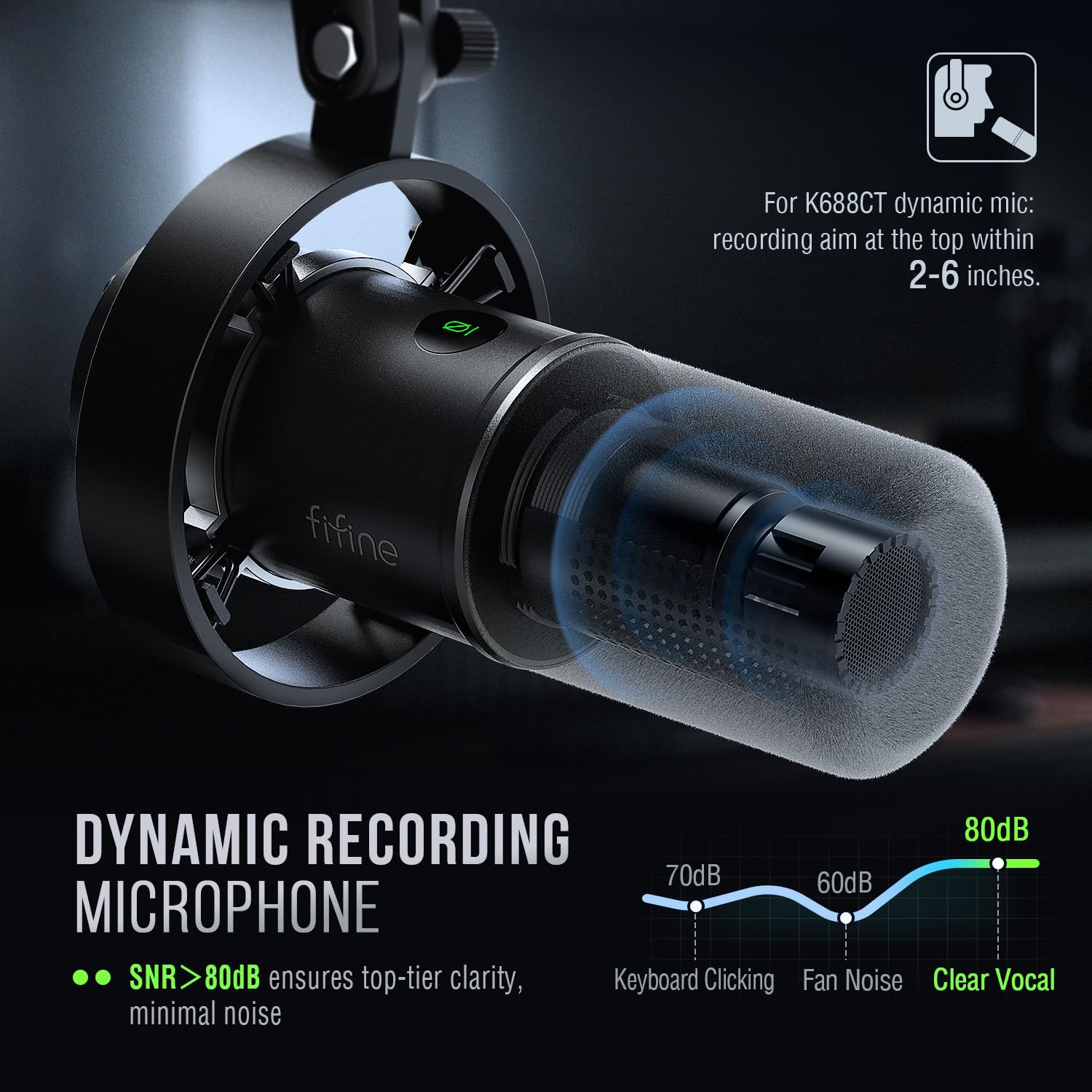 FIFINE K688 Podcast Microphone Kit, USB/XLR Dynamic Microphone with Boom Arm for PC/XLR Mixer, Gaming Mic with Mute Button, Headphone Jack for Vocal, Voice-Over, Streaming, Music Recording -K688CT
