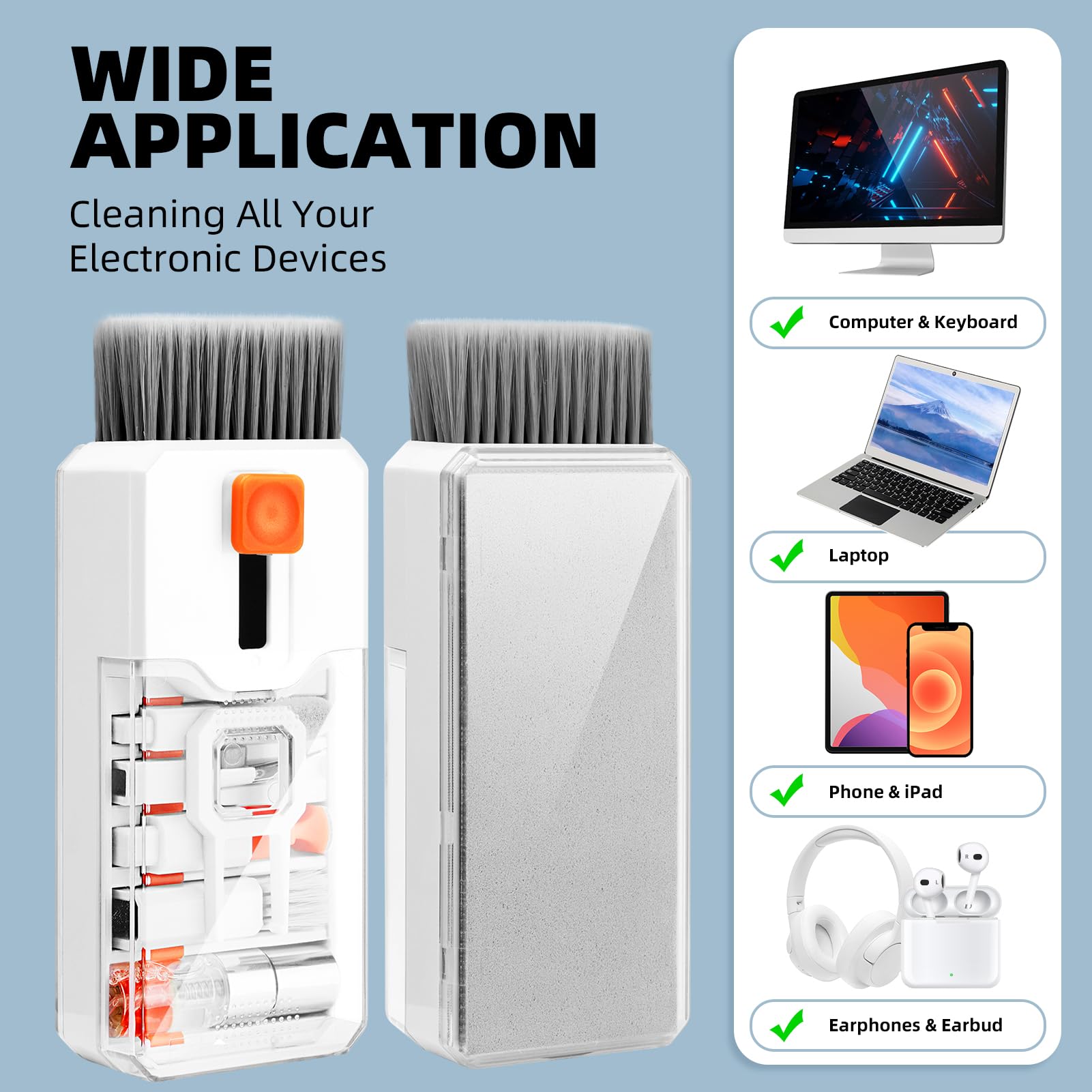 Keyboard Cleaning Kit Laptop Cleaner, All-in-1 Computer Screen Cleaning Brush Tool, Multi-Function PC Accessories Electronic Cleaner Kit Spray for iPhone iPad Macbook Earbud Camera Monitor with Patent