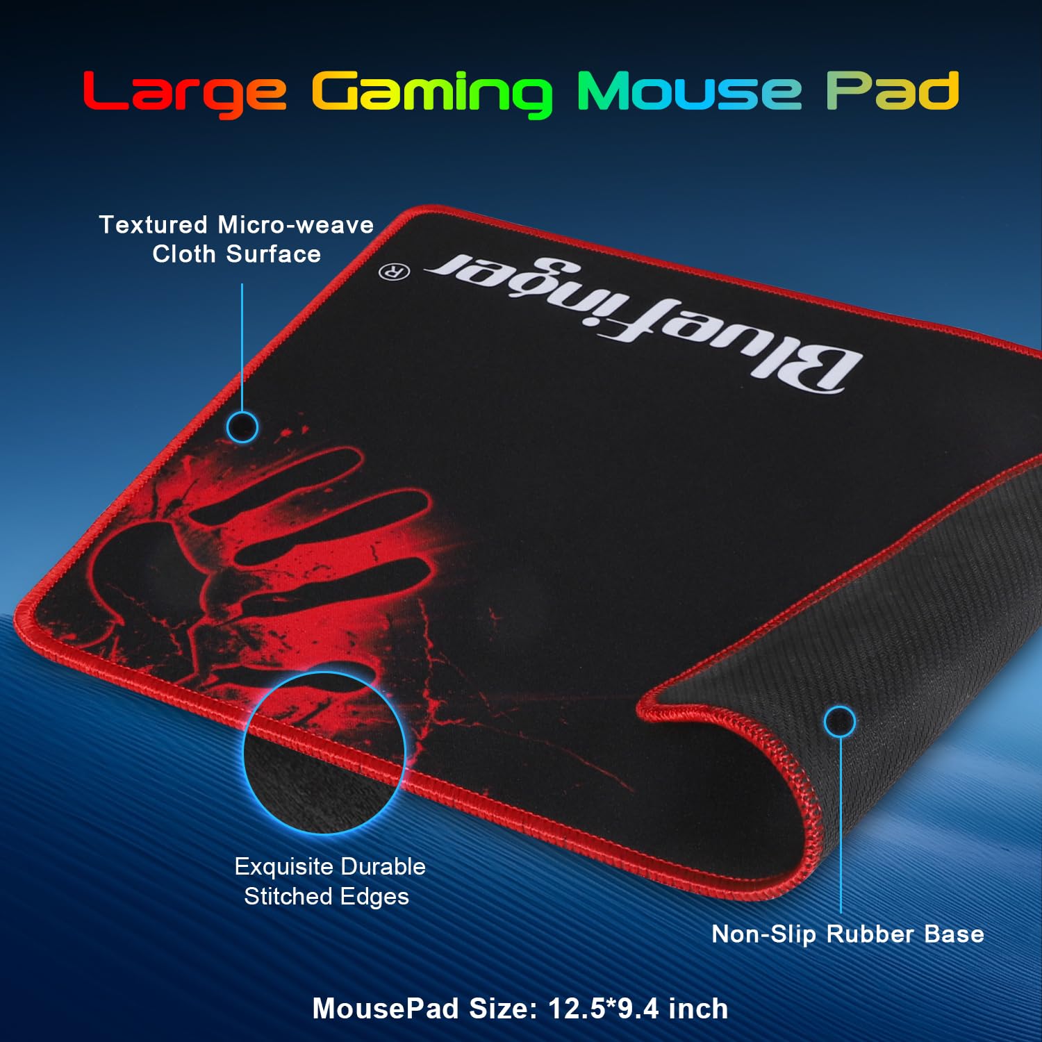 BlueFinger Gaming Keyboard and Mouse,USB Wired Backlit Gaming Mouse and Keyboard Combo,Letters Glow, 3 Color Crack Backlit,Illumination Keyboard and Mouse Set for Game and Work