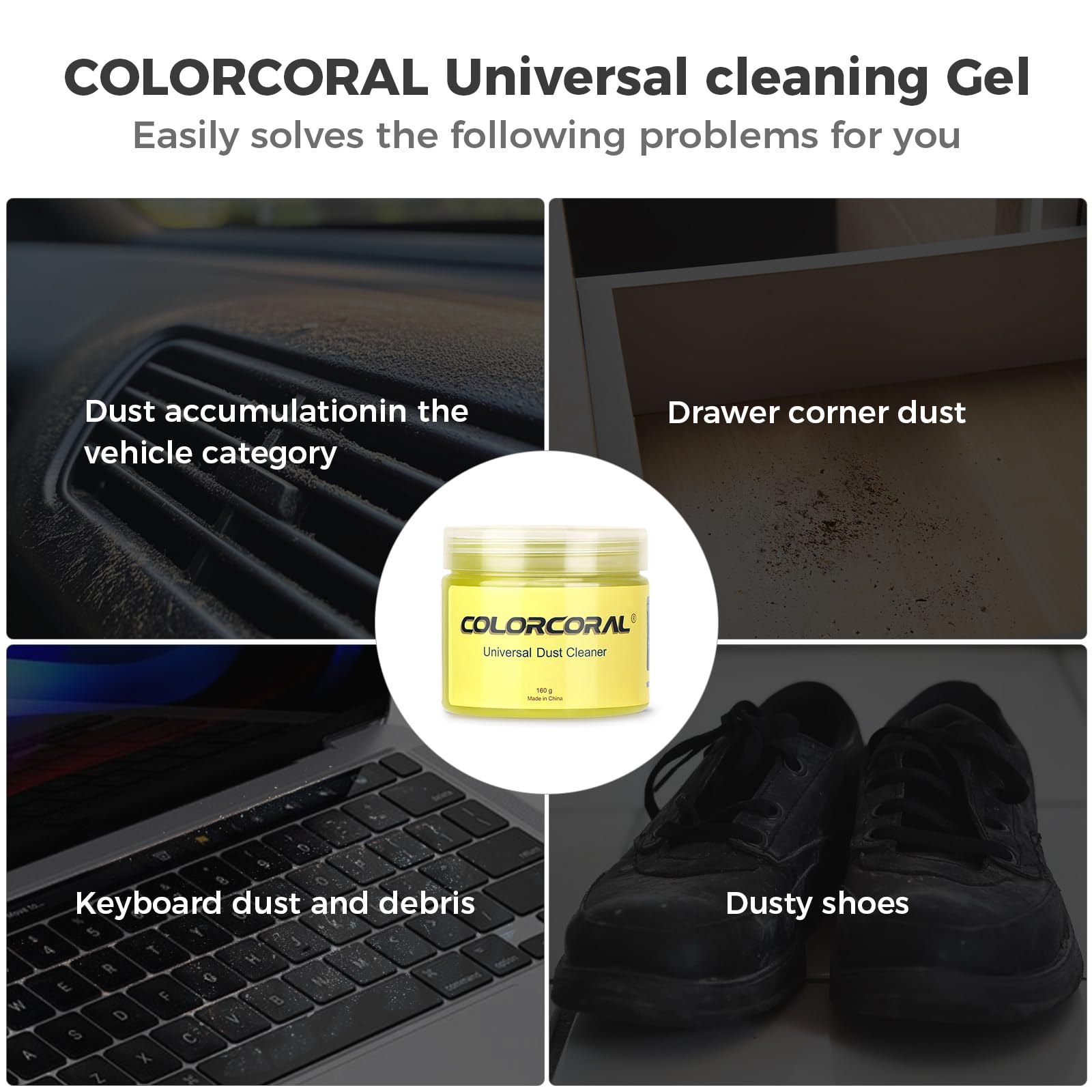 ColorCoral Cleaning Gel Universal Dust Cleaner for PC Keyboard Car Detailing Office Electronics Laptop Dusting Kit Computer Dust Remover, Computer Gaming Car Accessories, Gift for Men Women 160g