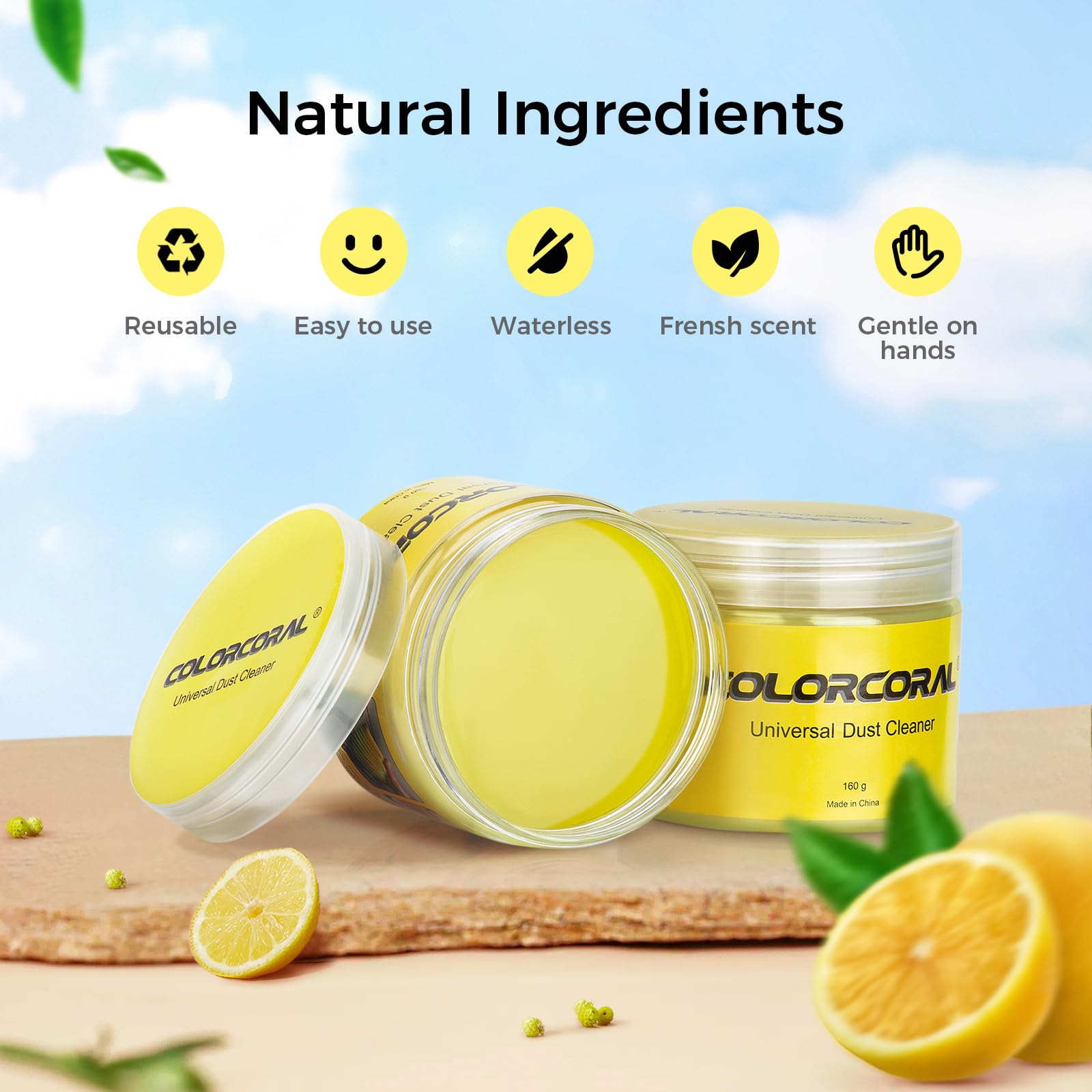 ColorCoral Cleaning Gel Universal Dust Cleaner for PC Keyboard Car Detailing Office Electronics Laptop Dusting Kit Computer Dust Remover, Computer Gaming Car Accessories, Gift for Men Women 160g