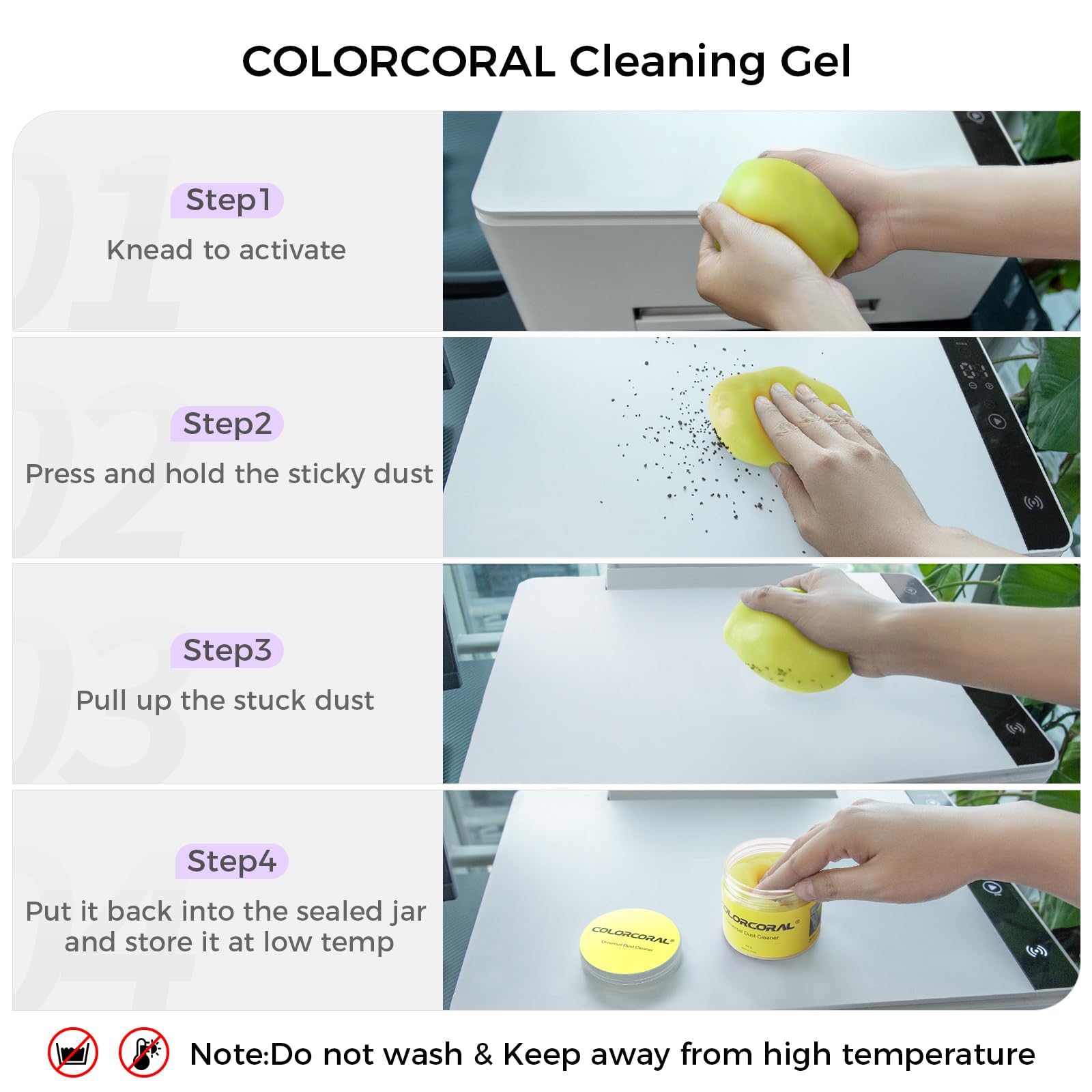 ColorCoral Cleaning Gel Universal Dust Cleaner for PC Keyboard Car Detailing Office Electronics Laptop Dusting Kit Computer Dust Remover, Computer Gaming Car Accessories, Gift for Men Women 160g