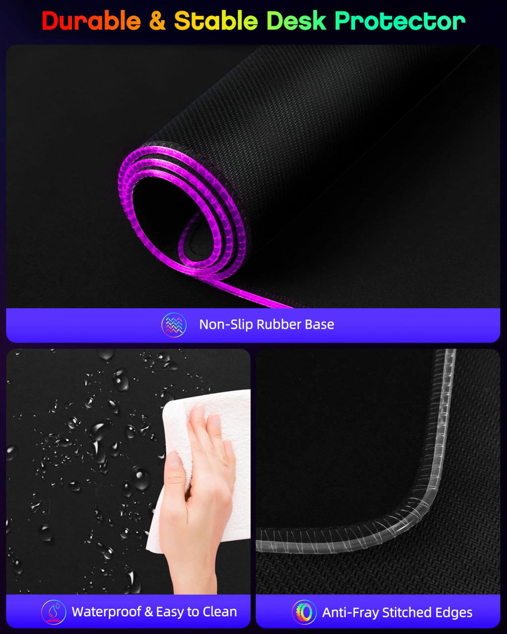 abc.mat 4-in-1 RGB Gaming Mouse Pad with Wireless Charging & Phone Stand, 31.5"x15.8" Large, 24 Light Effects, Non-Slip Base, Waterproof Ultra-Smooth Surface, with Adatper